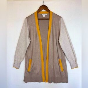 CHRISTOPHER & BANKS Long Cardigan Sweater Duster Tan Neutral Workwear Open Large